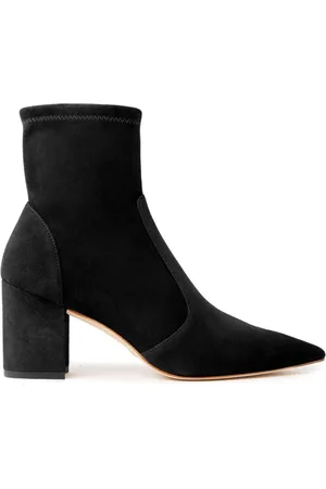 Stuart Weitzman Schoenen, Dames, Zwart, 35 1/2 EU, Leer, 75 Block Stretch Bootie