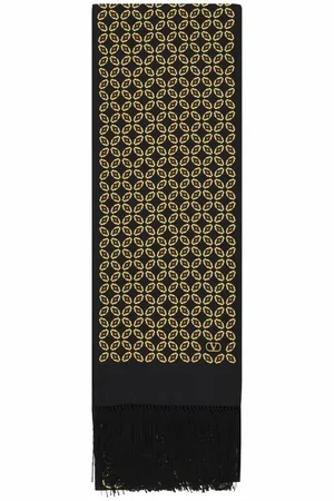 VALENTINO GARAVANI Accessoires, Heren, Bruin, ONE Size, Zijden Bandeaux Sjaal, Kamerprint, Raffelige