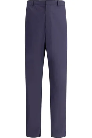 Prada Broeken, Heren, Blauw, S, Katoen, Klassieke Katoenen Straight Leg Broek