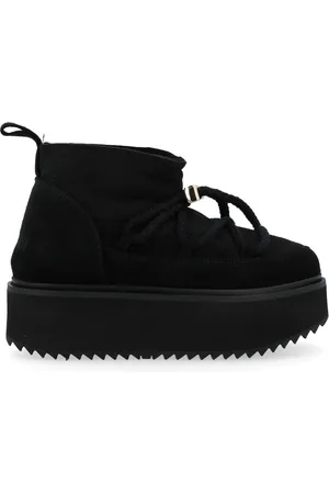 INUIKII Schoenen, Dames, Zwart, 40 EU, Leer, Klassieke Lage Platform Zwarte Winterlaarzen