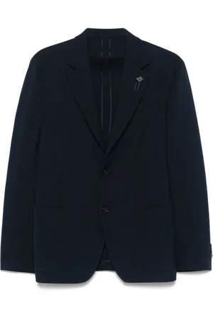 LARDINI Jassen, Heren, Blauw, 2Xl, Blauwe Geknoopte Jas met Zakken