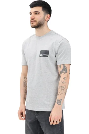 Karl Lagerfeld Tops, Heren, Grijs, S, Katoen, T-shirts en Polos