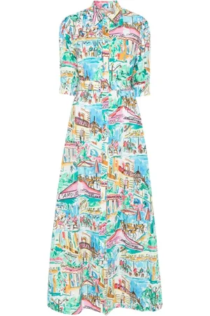 ALESSANDRO ENRIQUEZ Kleedjes, Dames, Veelkleurig, S, Multi Colour Jurk met Box-Pleat Detail