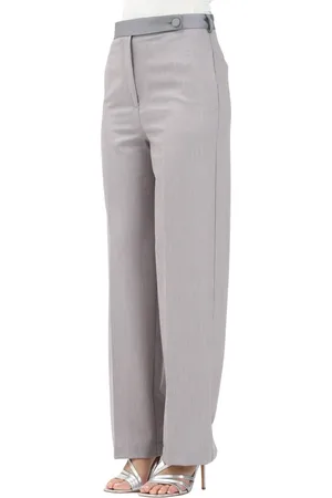 VICOLO Broeken, Dames, Grijs, S, Elegante Grijze Flared Broek