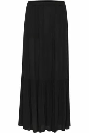 Soaked in Luxury Rokken, Dames, Zwart, XS, Zwarte Geplooide Maxi Rok Slelonor