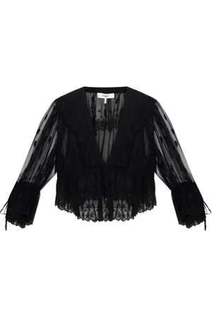 Chloé Blouses & Shirts, Dames, Zwart, S, Organza, Top met bloemenmotief