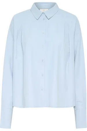 Kaffe Blouses & Shirts, Dames, Blauw, XS, Zachte Chambray Overhemdblouse