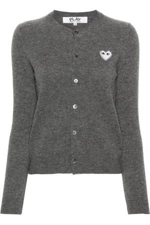Comme des Garçons Truien, Dames, Grijs, S, Wol, Hartversierde Grijze Wollen Vest