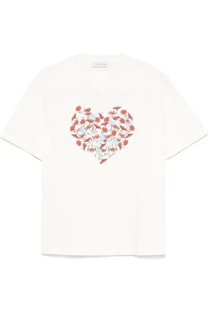 Lanvin Tops, Heren, Wit, S, Logo Print Crew Neck T-shirts