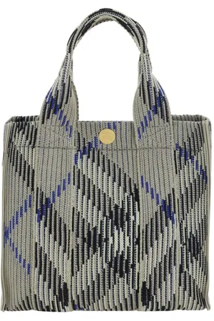 Burberry Tassen, Dames, Grijs, ONE Size, Mini Tote Handtas met iconisch ruitpatroon