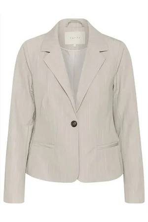 Kaffe Jassen, Dames, , L, Klassieke Blazer in Grijze Pinstripe Stijl