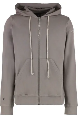 Rick Owens Sweatshirts & Hoodies, Heren, Bruin, 2Xl, Katoen, Contrasterend Logo Full Zip Hoodie