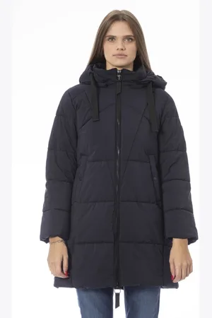 BALDININI Mantels, Dames, Blauw, L, Lange Pufferjas met Ritssluiting