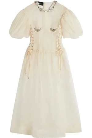Simone Rocha Kleedjes, Dames, , S, Organza, Ivoor Kant-Up Korset Jurk