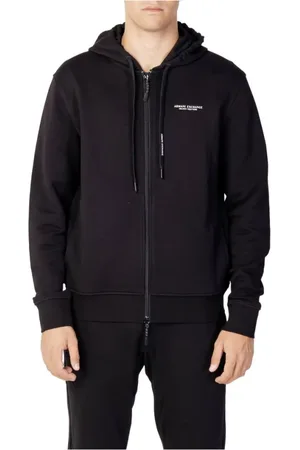 Armani Exchange Sweatshirts & Hoodies, Heren, Zwart, XL, Katoen, Zwarte Katoenen Hoodie Trui