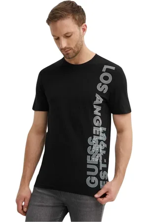 Guess Tops, Heren, Zwart, M, Katoen, Slim Logo T-Shirt - Zijprint