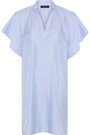 Bruuns Bazaar Kleedjes, Dames, Blauw, M, V-hals Jurk Veckiabbwendis