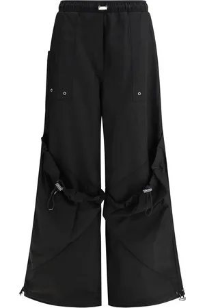 The Attico Broeken, Dames, Zwart, M, Nylon, Nylon Cargo Broek Urban Stijl
