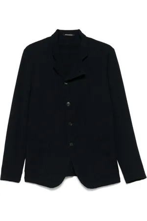 Emporio Armani Jassen, Heren, Blauw, L, Blauwe Jassen met Knoopsluiting