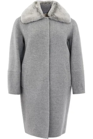 HERNO Mantels, Dames, Grijs, S, Wol, Luxe Grijze Wollen Jas & Mantel