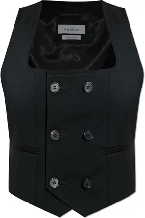 Alexander McQueen Jassen, Dames, Zwart, S, Wol, Wollen vest