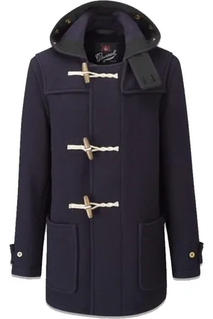 Gloverall Mantels, Heren, Blauw, S, Katoen, Navy Dufflejas Mid Monty Stijl