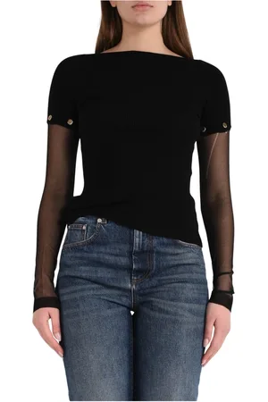 Sportmax Tops, Dames, Zwart, L, Polyester, Stretch Viscose Boothals Top