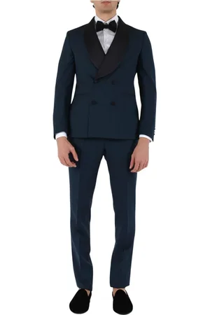 PAOLONI Pakken, Heren, Blauw, M, Wol, Formeel smokingjasje met sjaalkraag