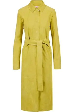 Iceberg Jassen, Dames, Geel, L, Suède, Lime Suede Comfort Fit Coat