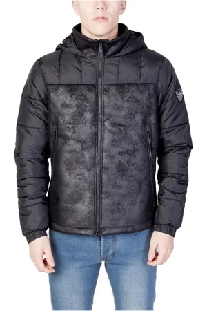 EA7 Jassen, Heren, Zwart, S, Polyester, Heren Pufferjas Herfst/Winter Collectie