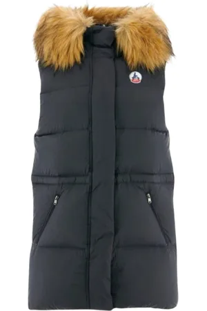 Jott Jassen, Dames, Zwart, M, Zwart Hooded Vest met Afneembare Capuchon