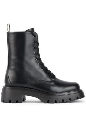 Stuart Weitzman Schoenen, Dames, Zwart, 36 EU, Leer, Emerson Lace-Up Bootie