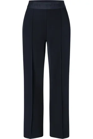 Cambio Broeken, Dames, Blauw, S, Polyester, Stijlvolle Wijde Pijp Broek