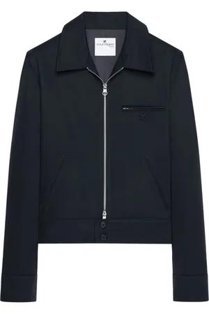 Courrèges Jassen, Heren, Blauw, M, Blauw Geborduurd Logo Rits Jas