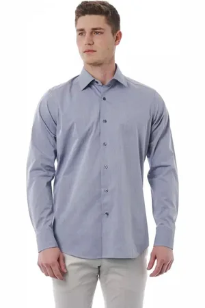 BAGUTTA Overhemden, Heren, Grijs, 7Xl, Katoen, Elegante grijze Italiaanse kraag overhemd