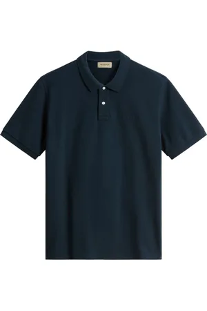 Woolrich Tops, Heren, Blauw, L, Blauw Poloshirt Korte Mouw