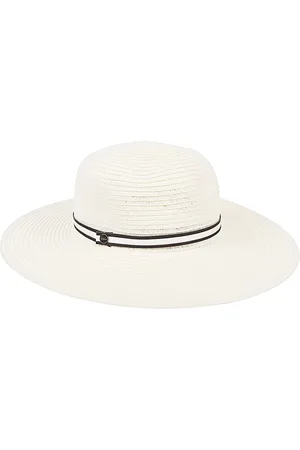 Borsalino Accessoires, Dames, , M, Crème Strohoed met Zwart en Wit Band