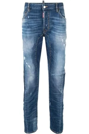 Dsquared2 Jeans, Heren, Blauw, W32, Katoen, Blauwe Slim Fit Jeans met Scheuren
