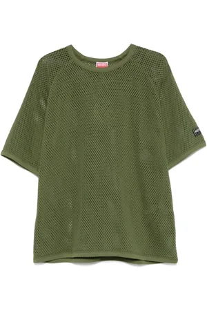Kenzo Tops, Heren, Groen, S, Stijlvolle Logo Patch T-shirts en Polos