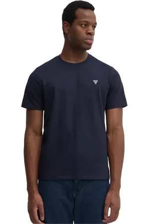 Guess Tops, Heren, Blauw, M, Katoen, Blauw Katoen Logo Patch T-Shirt