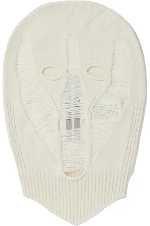 Rick Owens Accessoires, Heren, Wit, ONE Size, Schedel Patroon Gebreide Bivakmuts