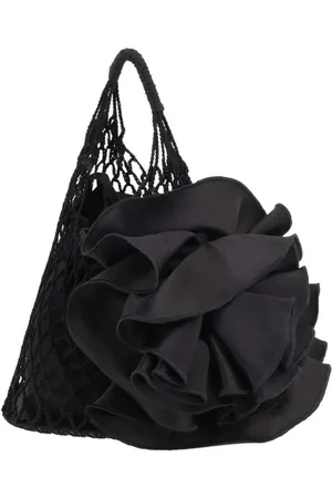 MAGDA BUTRYM Tassen, Dames, Zwart, ONE Size, Mesh Bucket Handtas met Zijden Bloem