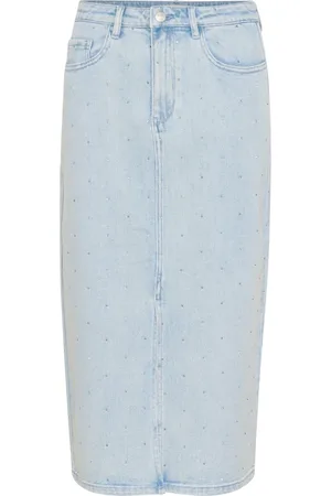 Soaked in Luxury Rokken, Dames, Blauw, L, Denim, Slim-Fit Denim Rok Medium Blauw