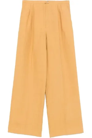FORTE FORTE Broeken, Dames, Geel, M, Linnen, Chique Linnen Broek