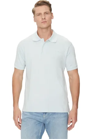 Guess Tops, Heren, Blauw, L, Katoen, Blauw Polo Shirt - Korte Mouw