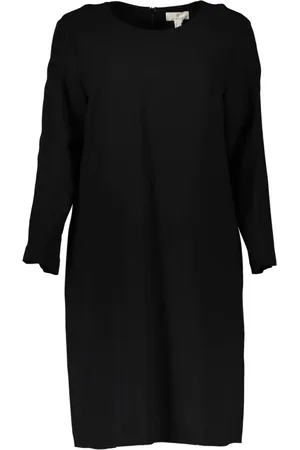 GANT Kleedjes, Dames, Zwart, L, Zwarte Jurk met Lange Mouwen en Rits