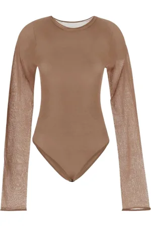 UMA WANG Tops, Dames, Roze, L, Katoen, Doorschijnende body met lange mouwen