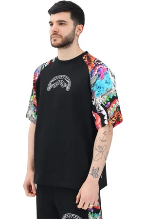 Sprayground Tops, Heren, Zwart, M, Katoen, Haaienmond Grafische T-shirt