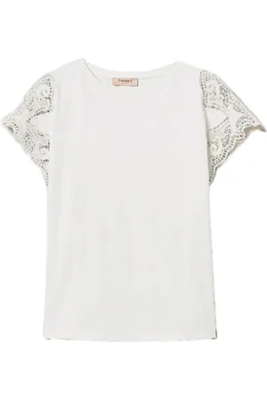 Twin-Set Tops, Dames, Wit, M, Katoen, Katoenen T-shirt