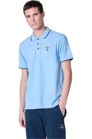 Aeronautica Militare Tops, Heren, Blauw, XL, Katoen, Katoenen Polo Shirt
